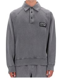 Versace Jeans Couture - Couture Logo Detail Buttoned Sweatshirt - Lyst