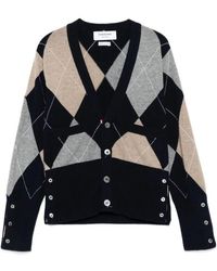 Thom Browne - Argyle Intarsia Cashmere Cardigan - Lyst