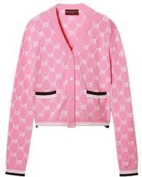 Gucci - Gg Intarsia Knit Cardigan - Lyst