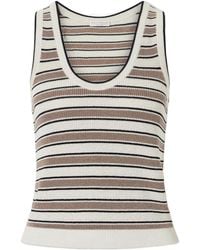 Brunello Cucinelli - Striped Cotton-Blend Top - Lyst
