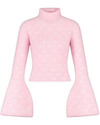 Marine Serre - Fluffy Moon Jacquard Knit High-Neck Sweater - Lyst