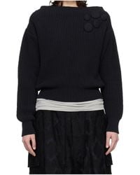 OPEN YY - Badge Appliqué Knitted Pullover Sweater - Lyst