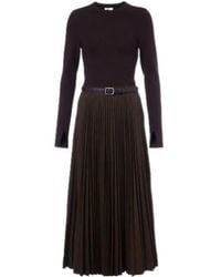 Jonathan Simkhai - Abilene Checked Ribbed-Knit Pleated Midi Dress - Lyst