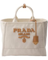 Prada - Logo-Appliqué Large Top Handle Bag - Lyst