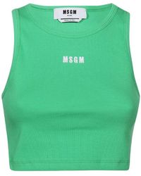 MSGM - Logo Printed Cropped Top - Lyst