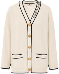 Elisabetta Franchi - Logo Trim V-Neck Cardigan - Lyst