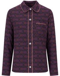 Laura Urbinati - Geometric-Print Piping-Detail Pajamas Top - Lyst