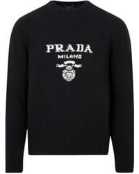 Prada - Logo Detailed Knitted Jumper - Lyst