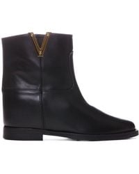 Via Roma 15 - V Logo Round-Toe Boots - Lyst