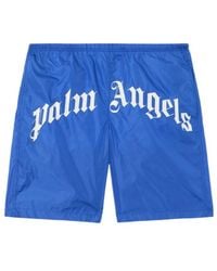 Palm Angels - Curved Logo Swim Shorts - Lyst