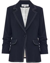 Veronica Beard - Contrast-Stitch Puff-Sleeves Blazer - Lyst