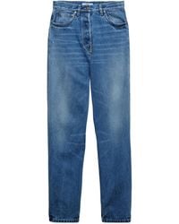 Prada - Logo Patch Wide-Leg Jeans - Lyst