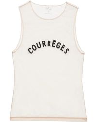 Courreges - Courrèges Logo-Printed Sleeveless Tulle Top - Lyst