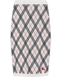 Burberry - Ekd Jacquard Checked Knitted Midi Skirt - Lyst