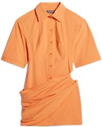 Jacquemus - Camisa Draped Mini Shirt Dress - Lyst