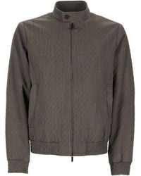 Emporio Armani - Textured Stand-Collar Jacket - Lyst