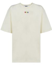 MSGM - Logo Embroidered Crewneck T-Shirt - Lyst