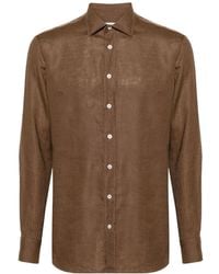 Lardini - Long-Sleeved Curved Hem Shirt - Lyst