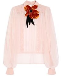 Valentino - Embroidered Organza Top - Lyst