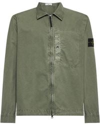 Stone Island - Compass Patch Zip-Up Shirt Jacket - Lyst