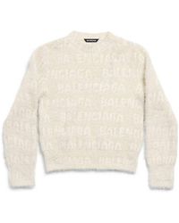 Balenciaga - Allover Logo Furry Fitted Sweater - Lyst