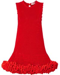 Stella McCartney - Nature Flow Ruffled Open-Knit Wool Mini Dress - Lyst