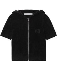 Alexander Wang - T By Logo Embossed Cropped Hoodie - Lyst