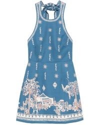 ALÉMAIS - Acacia Tie-Neck Patterned Mini Dress - Lyst