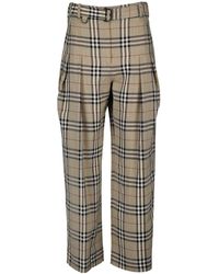 Burberry - Check Pleated Trousers - Lyst