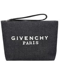 Givenchy - Paris Logo Printed Zipped Clutch Bag - Lyst