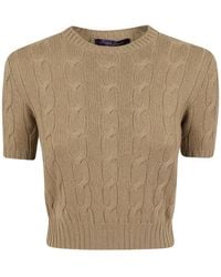 Ralph Lauren - Cable Knit Short Sleeve Sweater - Lyst
