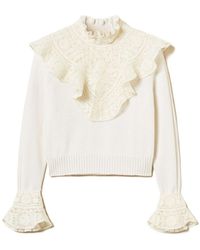 Twinset - Lace-Trimmed Ruffled Jumper - Lyst