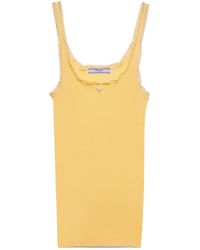 Prada - Cotton Ribbed Tank Top - Lyst