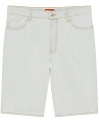 KENZO - Logo Embroidered Denim Shorts - Lyst