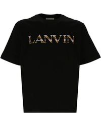 Lanvin - Contrast Logo-Print Crew-Neck T-Shirt - Lyst