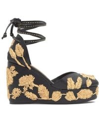 Castañer - Castañer Carmela Embroidered Wedge Heeled Sandals - Lyst