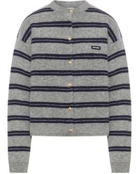 Miu Miu - Striped Cashmere Cardigan - Lyst