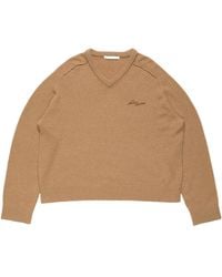 Acne Studios - Logo V-Neck Knitted Sweater - Lyst