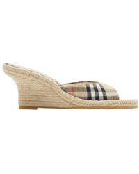 Burberry - Checked Mews Espadrille Mules - Lyst