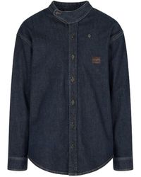 Emporio Armani - Stand-Collar Denim Shirt - Lyst