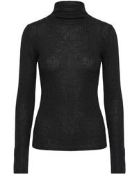 Patrizia Pepe - Sheer Ribbed Turtleneck Sweater - Lyst