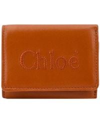 Chloé - Chloé Logo Embroidered Tri-Fold Wallet - Lyst