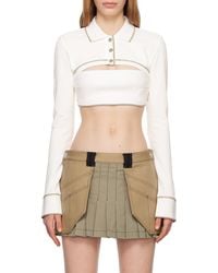 Dion Lee - Polo-Collar Cotton Crop Top - Lyst