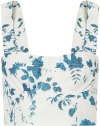 Erdem - Crop Floral-Print Cotton And Linen-Blend Top - Lyst