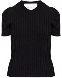Ami Paris - Ami Pleated Ribbed Knitted Top - Lyst