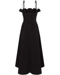 Philosophy Di Lorenzo Serafini - Fitted Midi Dress With Ruffled Neckline - Lyst