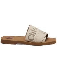 Chloé - Woody Logo Canvas Sliders - Lyst