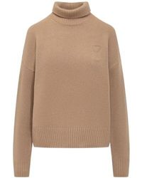 Ami Paris - Logo Embroidered Turtleneck Jumper - Lyst