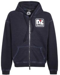 DSquared² - Logo Printed Zipped Drawstring Hoodie - Lyst