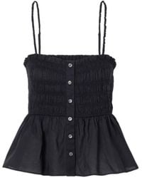 Veronica Beard - Shirred Tiered Cotton-Poplin Top - Lyst